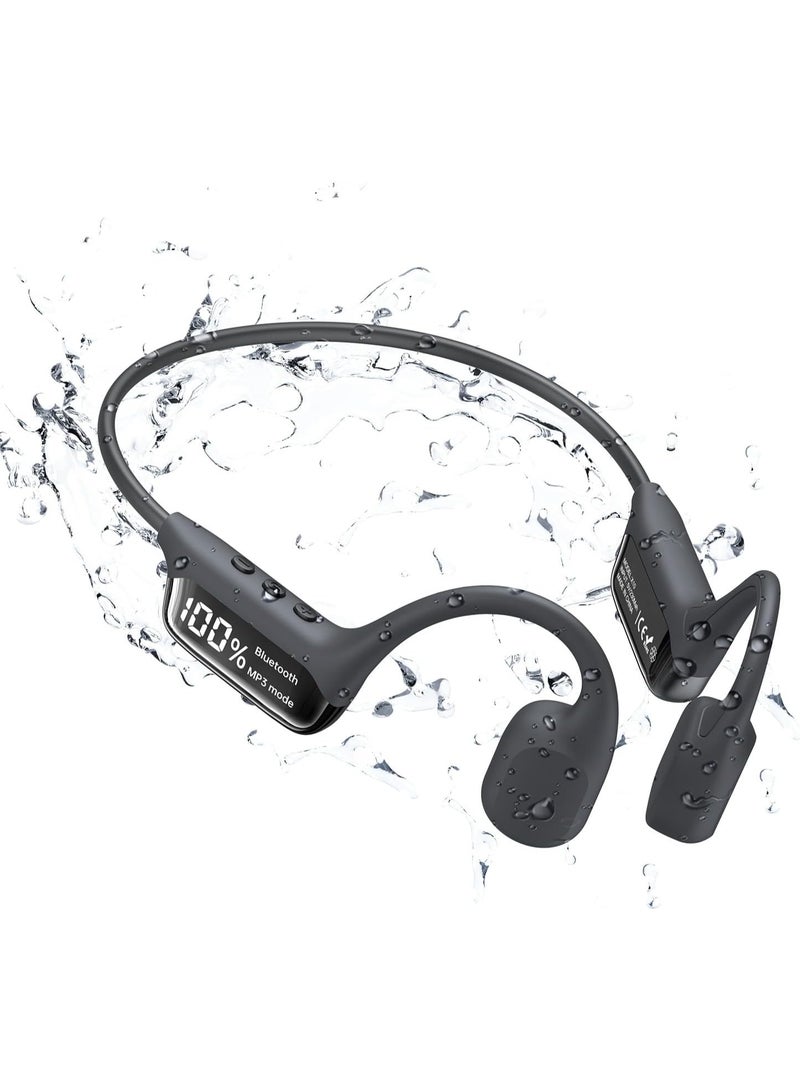 Uiosu Bone Conduction Swimming Headphones with LED Display, Bluetooth 5.4 Wireless Underwater Headphone, IPX8 Waterproof & Sweatproof, 10Hr Playtime for Running, Cycling(32G, Black) - Image 1